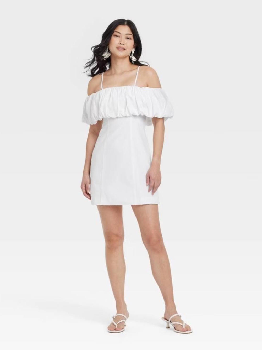 a new day White Off-Shoulder Mini Dress with Ruffled Bodice